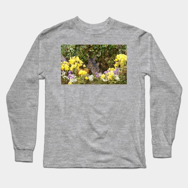 pair of wild mice spring flowers Long Sleeve T-Shirt by Simon-dell